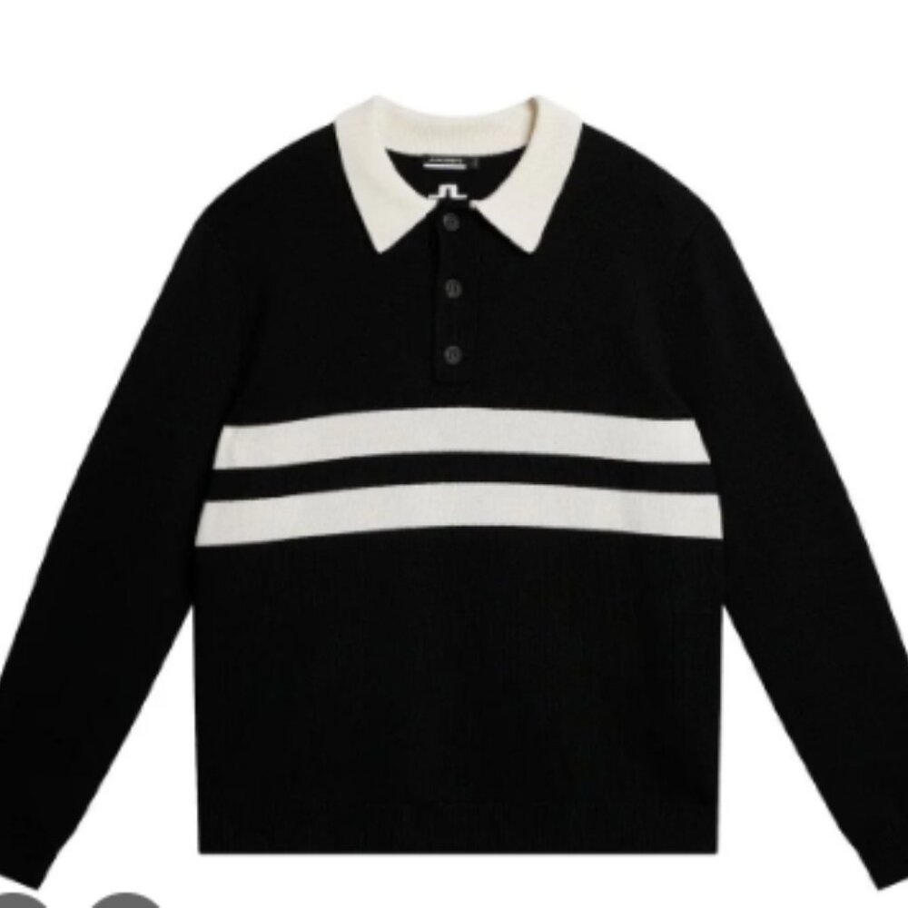 J.Lindeberg Patrik Rugby Knit Golf Polo Black SIZE XL